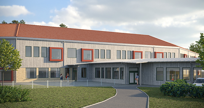  Illustration i 3D på nya skolan på Ren